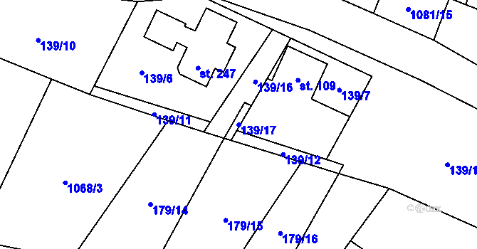 Parcela st. 139/17 v KÚ Dobříkov, Katastrální mapa