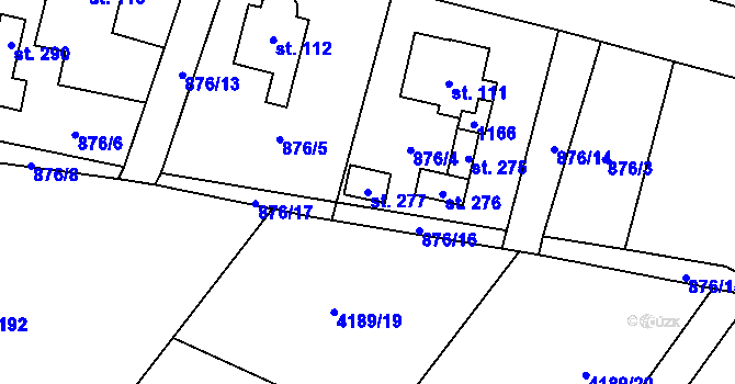 Parcela st. 277 v KÚ Dobříkov, Katastrální mapa