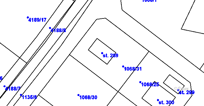 Parcela st. 289 v KÚ Dobříkov, Katastrální mapa
