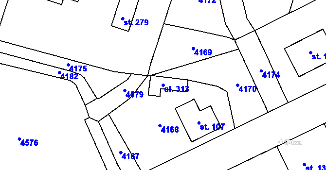 Parcela st. 313 v KÚ Dobříkov, Katastrální mapa