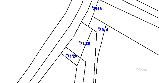Parcela st. 71/26 v KÚ Rzy, Katastrální mapa