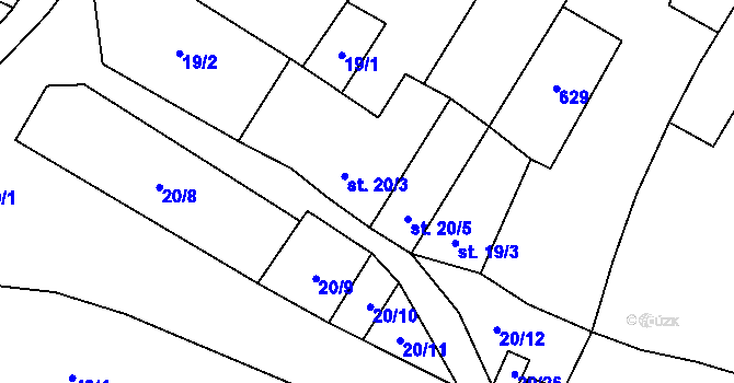 Parcela st. 20/4 v KÚ Dobříň, Katastrální mapa