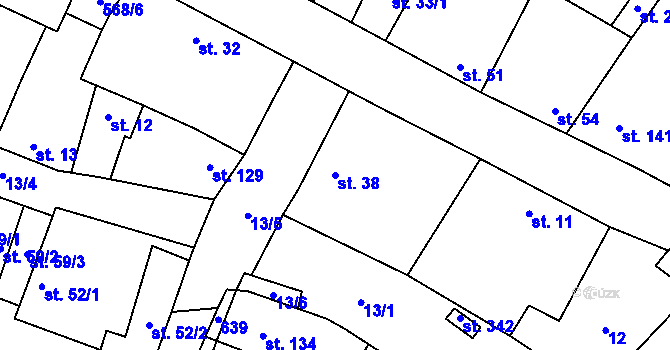 Parcela st. 38 v KÚ Dobříň, Katastrální mapa