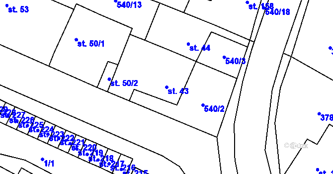 Parcela st. 43 v KÚ Dobříň, Katastrální mapa
