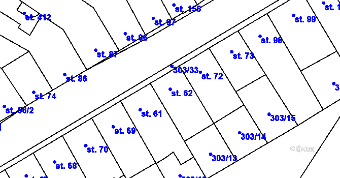 Parcela st. 62 v KÚ Dobříň, Katastrální mapa