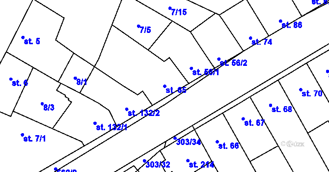 Parcela st. 65 v KÚ Dobříň, Katastrální mapa
