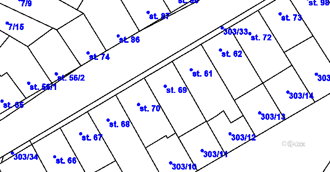 Parcela st. 69 v KÚ Dobříň, Katastrální mapa