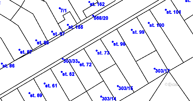 Parcela st. 73 v KÚ Dobříň, Katastrální mapa