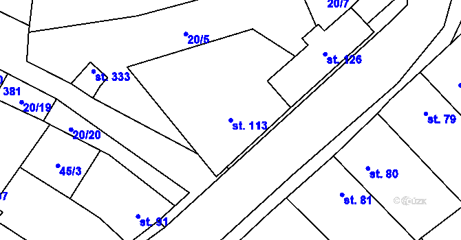 Parcela st. 113 v KÚ Dobříň, Katastrální mapa