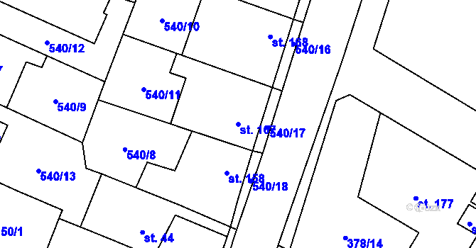 Parcela st. 167 v KÚ Dobříň, Katastrální mapa
