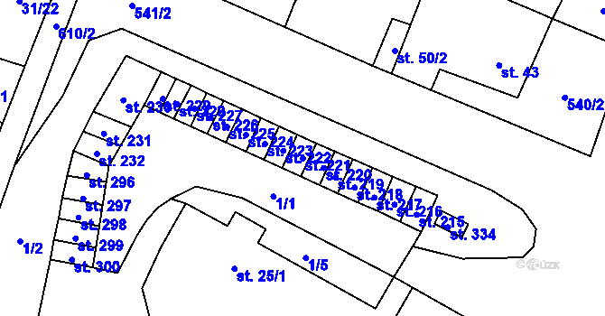 Parcela st. 221 v KÚ Dobříň, Katastrální mapa