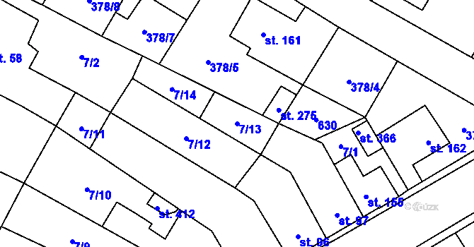 Parcela st. 7/13 v KÚ Dobříň, Katastrální mapa