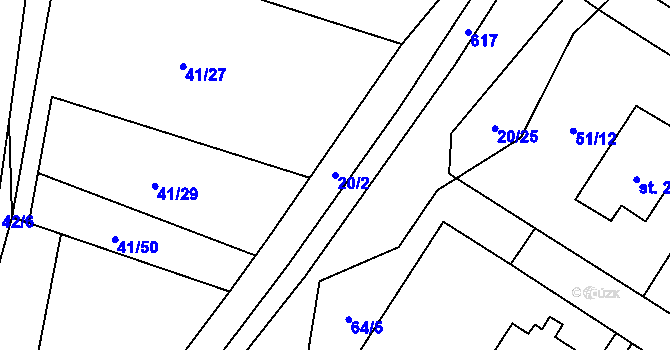 Parcela st. 20/2 v KÚ Dobříň, Katastrální mapa