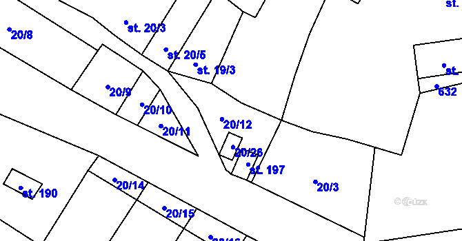 Parcela st. 20/12 v KÚ Dobříň, Katastrální mapa