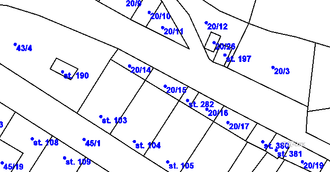 Parcela st. 20/15 v KÚ Dobříň, Katastrální mapa