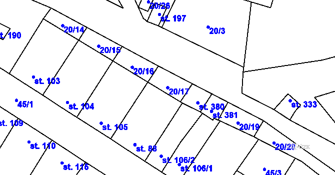 Parcela st. 20/17 v KÚ Dobříň, Katastrální mapa