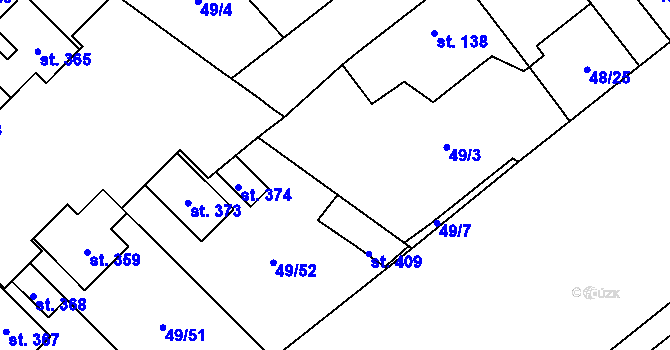 Parcela st. 49/14 v KÚ Dobříň, Katastrální mapa