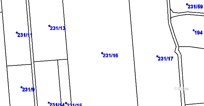 Parcela st. 231/16 v KÚ Dobříň, Katastrální mapa
