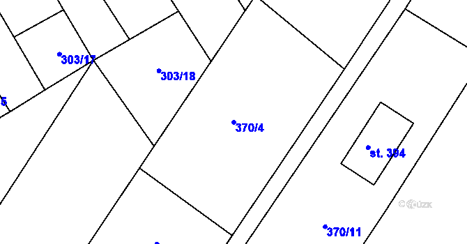 Parcela st. 370/4 v KÚ Dobříň, Katastrální mapa