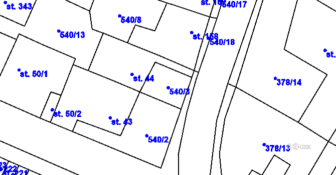 Parcela st. 540/3 v KÚ Dobříň, Katastrální mapa