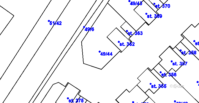 Parcela st. 49/44 v KÚ Dobříň, Katastrální mapa