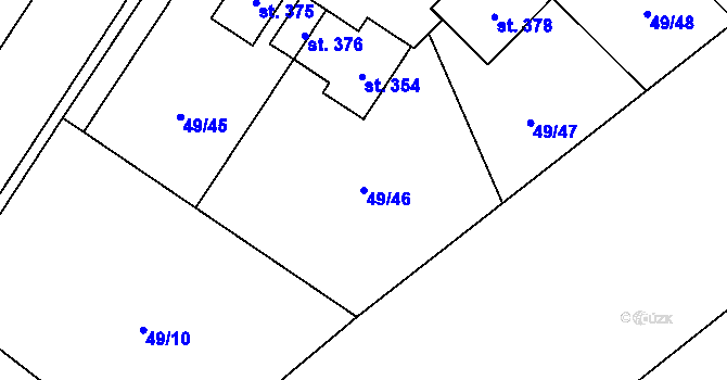 Parcela st. 49/46 v KÚ Dobříň, Katastrální mapa