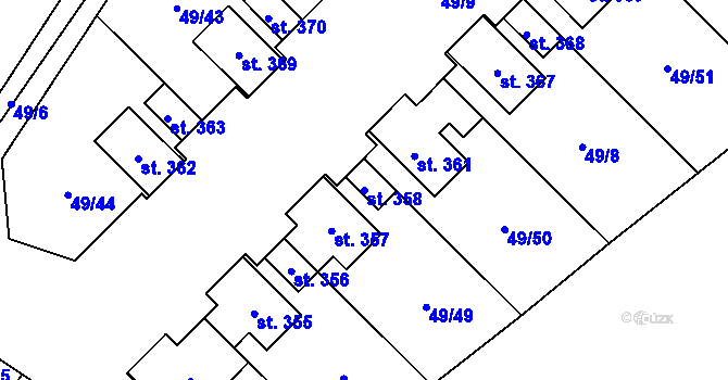 Parcela st. 358 v KÚ Dobříň, Katastrální mapa