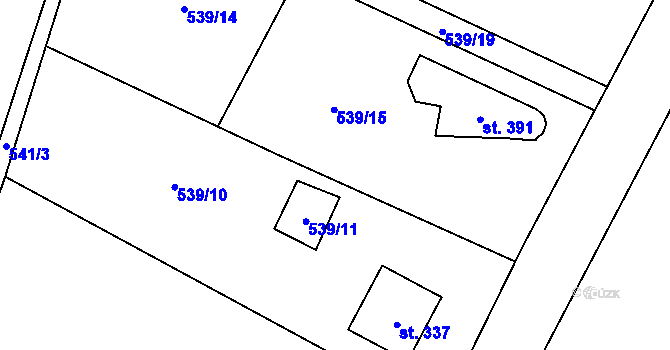 Parcela st. 539/16 v KÚ Dobříň, Katastrální mapa