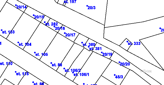 Parcela st. 380 v KÚ Dobříň, Katastrální mapa
