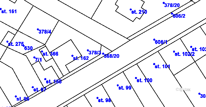 Parcela st. 568/20 v KÚ Dobříň, Katastrální mapa
