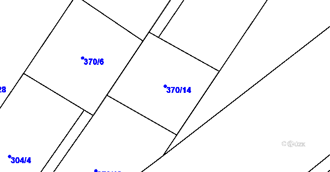 Parcela st. 370/14 v KÚ Dobříň, Katastrální mapa
