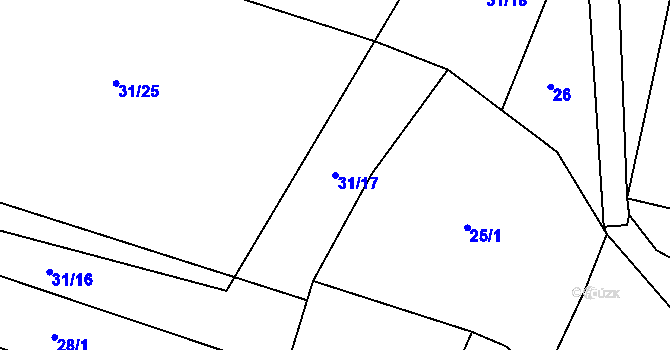 Parcela st. 31/17 v KÚ Dobříň, Katastrální mapa
