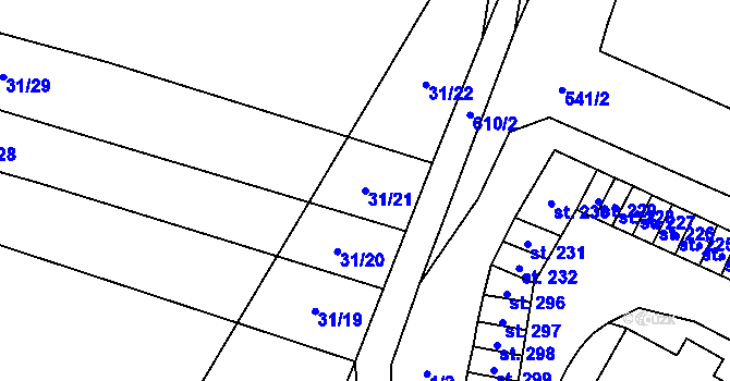 Parcela st. 31/21 v KÚ Dobříň, Katastrální mapa