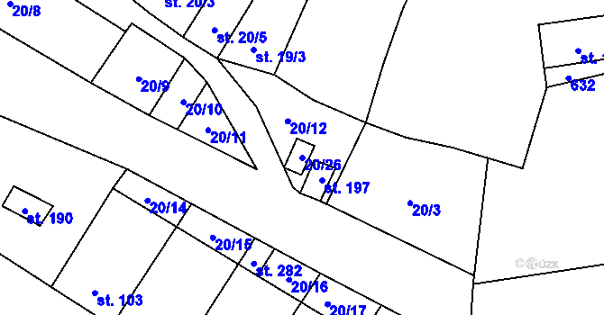 Parcela st. 20/26 v KÚ Dobříň, Katastrální mapa
