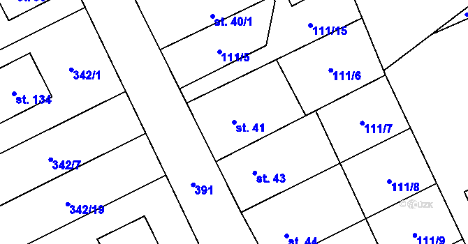 Parcela st. 41 v KÚ Záluží u Roudnice nad Labem, Katastrální mapa