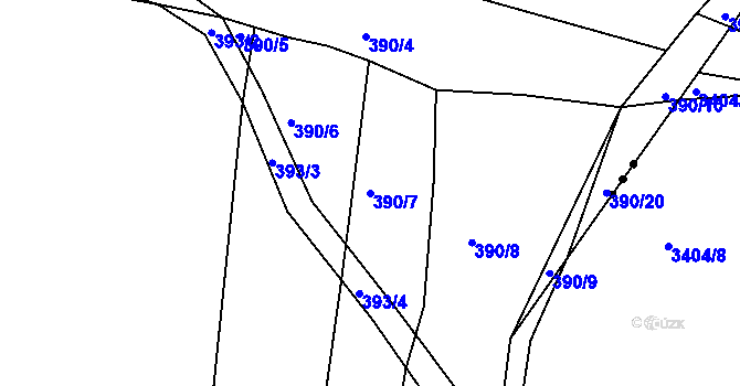 Parcela st. 390/7 v KÚ Dobřínsko, Katastrální mapa