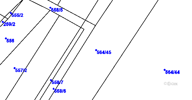 Parcela st. 564/45 v KÚ Dobřínsko, Katastrální mapa