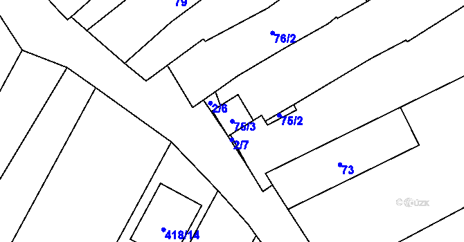 Parcela st. 75/3 v KÚ Dobřínsko, Katastrální mapa