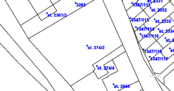 Parcela st. 274/2 v KÚ Dobříš, Katastrální mapa
