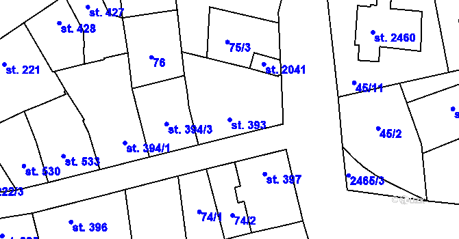 Parcela st. 393 v KÚ Dobříš, Katastrální mapa