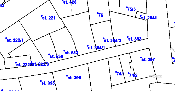 Parcela st. 394/1 v KÚ Dobříš, Katastrální mapa