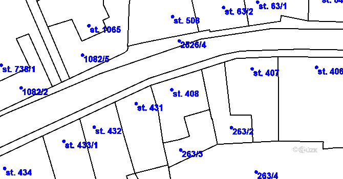 Parcela st. 408 v KÚ Dobříš, Katastrální mapa