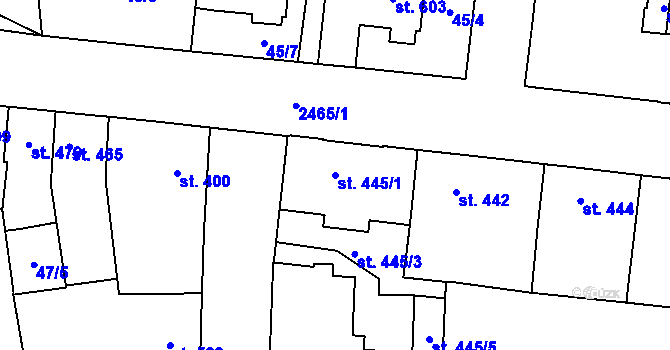Parcela st. 445/1 v KÚ Dobříš, Katastrální mapa