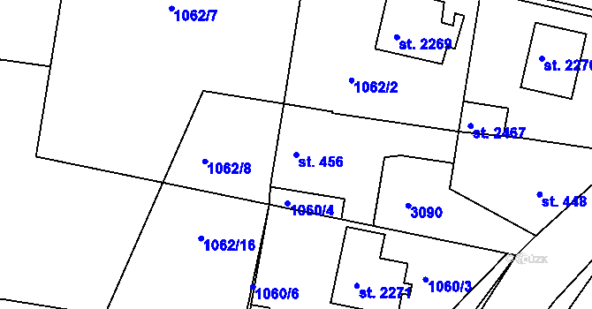 Parcela st. 456 v KÚ Dobříš, Katastrální mapa