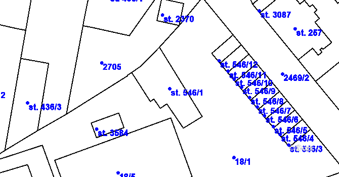 Parcela st. 546/1 v KÚ Dobříš, Katastrální mapa