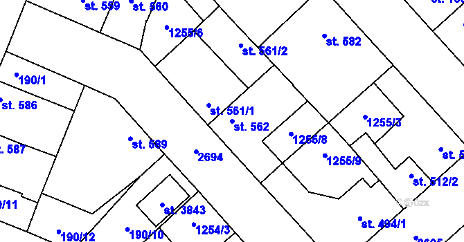 Parcela st. 562 v KÚ Dobříš, Katastrální mapa