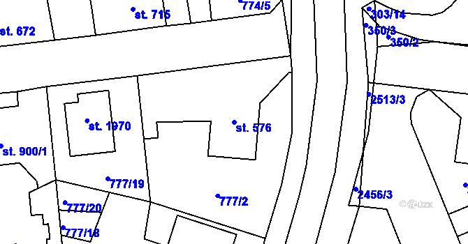 Parcela st. 576 v KÚ Dobříš, Katastrální mapa