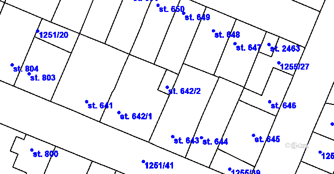 Parcela st. 642/2 v KÚ Dobříš, Katastrální mapa