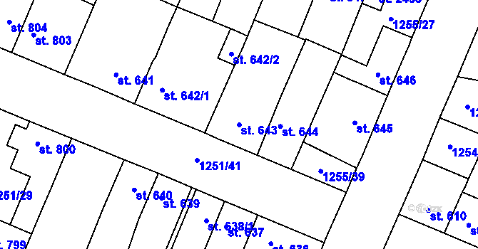 Parcela st. 643 v KÚ Dobříš, Katastrální mapa