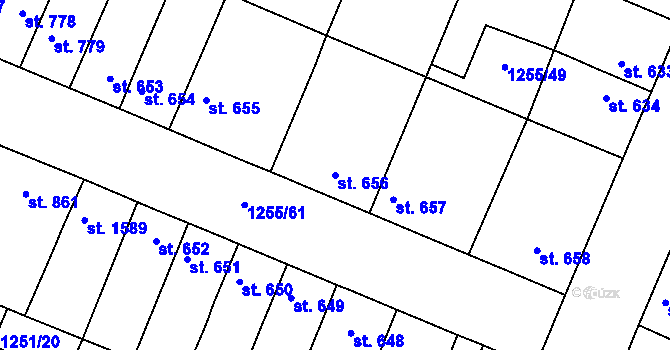 Parcela st. 656 v KÚ Dobříš, Katastrální mapa